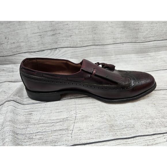 Allen Edmonds Arlington Burgundy Longwing Kiltie Tassel Loafers 12 C Poor Condit - Picture 9 of 10